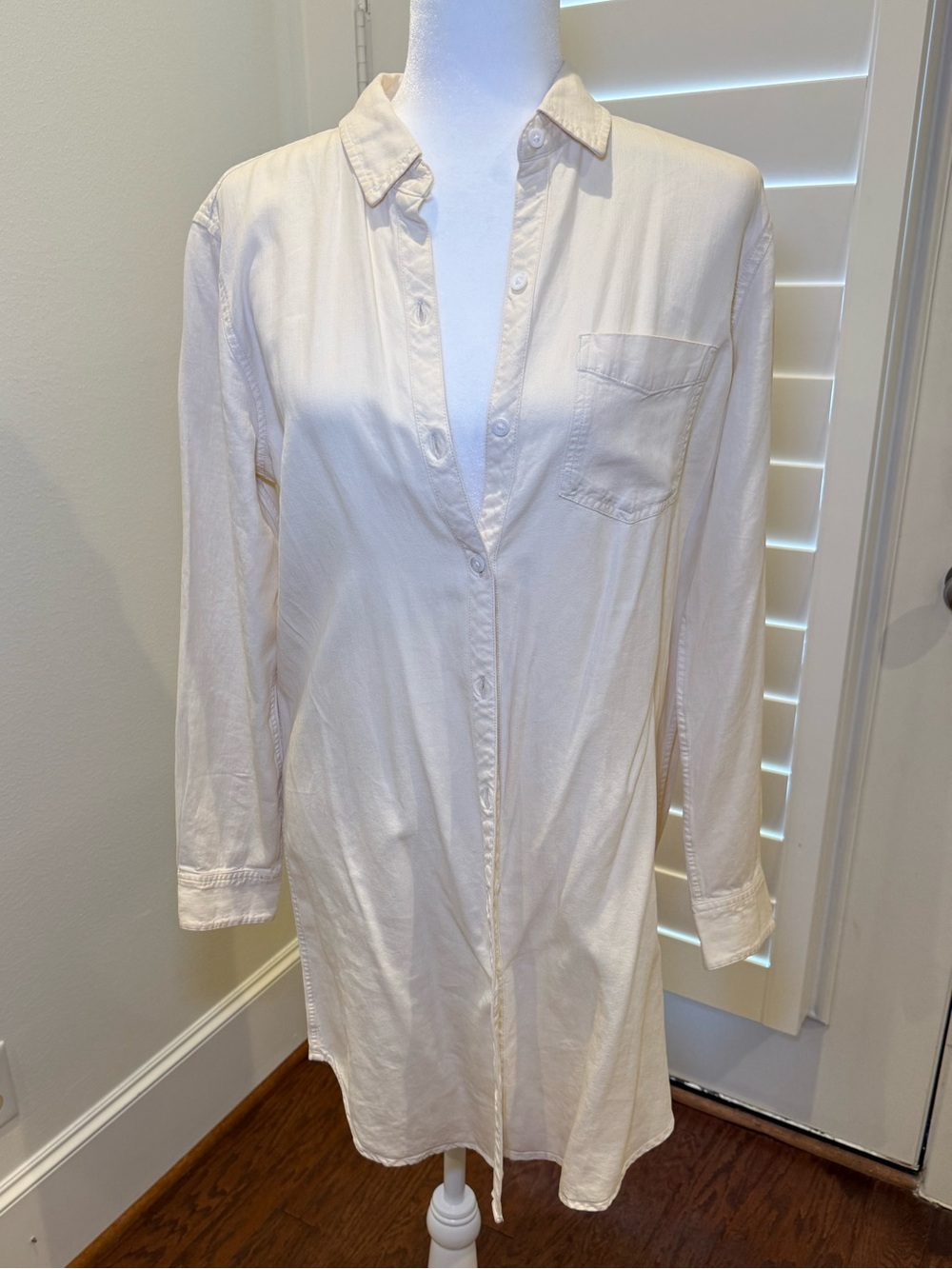 Rails Long Sleeve Shirt Dress in Cream